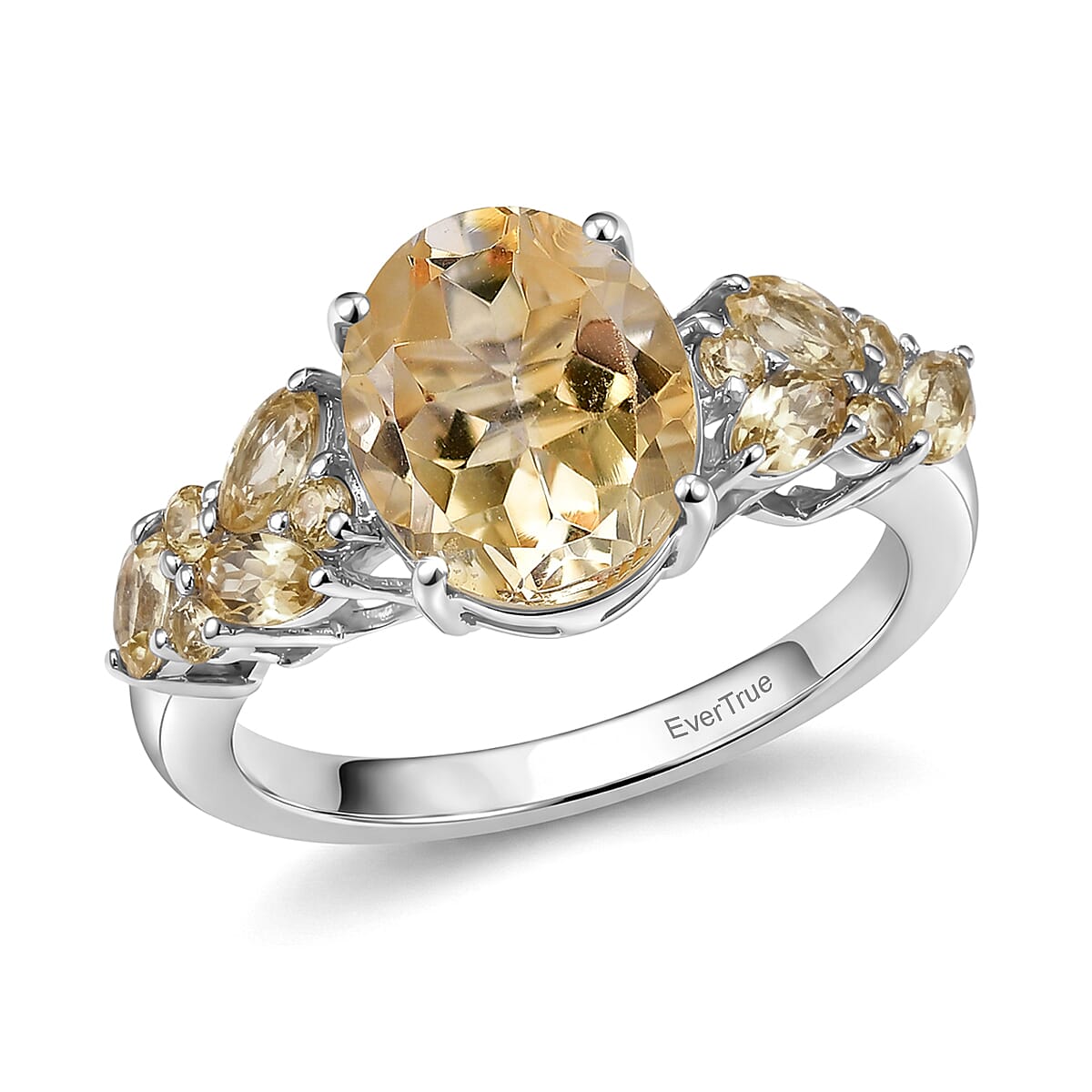 EverTrue Brazilian Citrine Ring in Platinum Bond (Size 10.0) 3.15 ctw