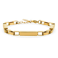 Rectangular Link Chain Bracelet in ION Plated YG Stainless Steel (7.5-9.0In)