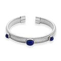 Lapis Lazuli Cuff Bangle Bracelet in Stainless Steel (7-7.5In) 1.80 ctw - Sticky add to cart bar