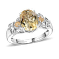 D'Joy Brazilian Citrine Ring in Platinum Over Sterling Silver (Size 11.0) 2.65 ctw - Sticky add to cart bar