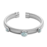 Lapis Lazuli Cuff Bangle Bracelet in Stainless Steel (7-7.5In) 1.80 ctw