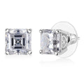 D'Joy Asscher Cut Moissanite 5.50 ctw Stud Earrings in Rhodium Over Sterling Silver - Sticky add to cart bar