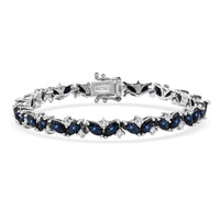 D'Joy Premium Blue Star Sapphire (DF), Moissanite Bracelet in Rhodium Over Sterling Silver (6.50 In) 12.60 ctw