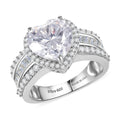 D'Joy Moissanite (Hrt 10mm) Ring in Rhodium Over Sterling Silver (Size 10.0) 4.60 ctw - Sticky add to cart bar