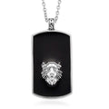 Simulated Diamond Lion Head Dogtag Pendant Necklace (20-22 Inches) in Stainless Steel - Sticky add to cart bar