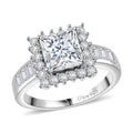 D'Joy Moissanite (Sqr 7mm) Ring in Rhodium Over Sterling Silver (Size 10.0) 2.75 ctw - Sticky add to cart bar