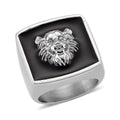 Simulated Diamond and Enameled Lion Ring in Stainless Steel (Size 10.0) - Sticky add to cart bar