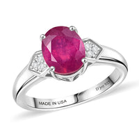 D'Joy Niassa Ruby (FF) and White Zircon 2.75 ctw Ring in Platinum Over Sterling Silver