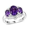 D'Joy African Amethyst, White Zircon Ring in Platinum Over Sterling Silver (Size 10.0) 2.60 ctw - Sticky add to cart bar