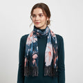 La Marey Deep Blue Floral Printed Scarf - Sticky add to cart bar
