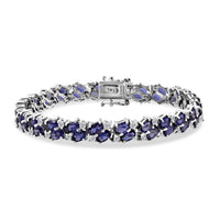 D'Joy Catalina Iolite, Moissanite Bracelet in Rhodium Over Sterling Silver (6.50 In) 11.20 ctw