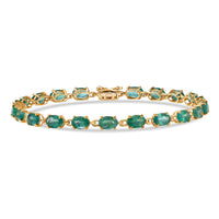 Luxoro AAA Kagem Zambian Emerald 9.00 ctw Tennis Bracelet in 10K Yellow Gold (7.25 In)