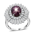 D'Joy Premium Star Ruby and Moissanite 9.65 ctw Ring in Rhodium Over Sterling Silver (Size 10.0) - Sticky add to cart bar