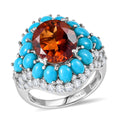 D'Joy Premium Red Citrine, Multi Gemstone Ring in Rhodium Over Sterling Silver (Size 10.0) 8.25 ctw - Sticky add to cart bar
