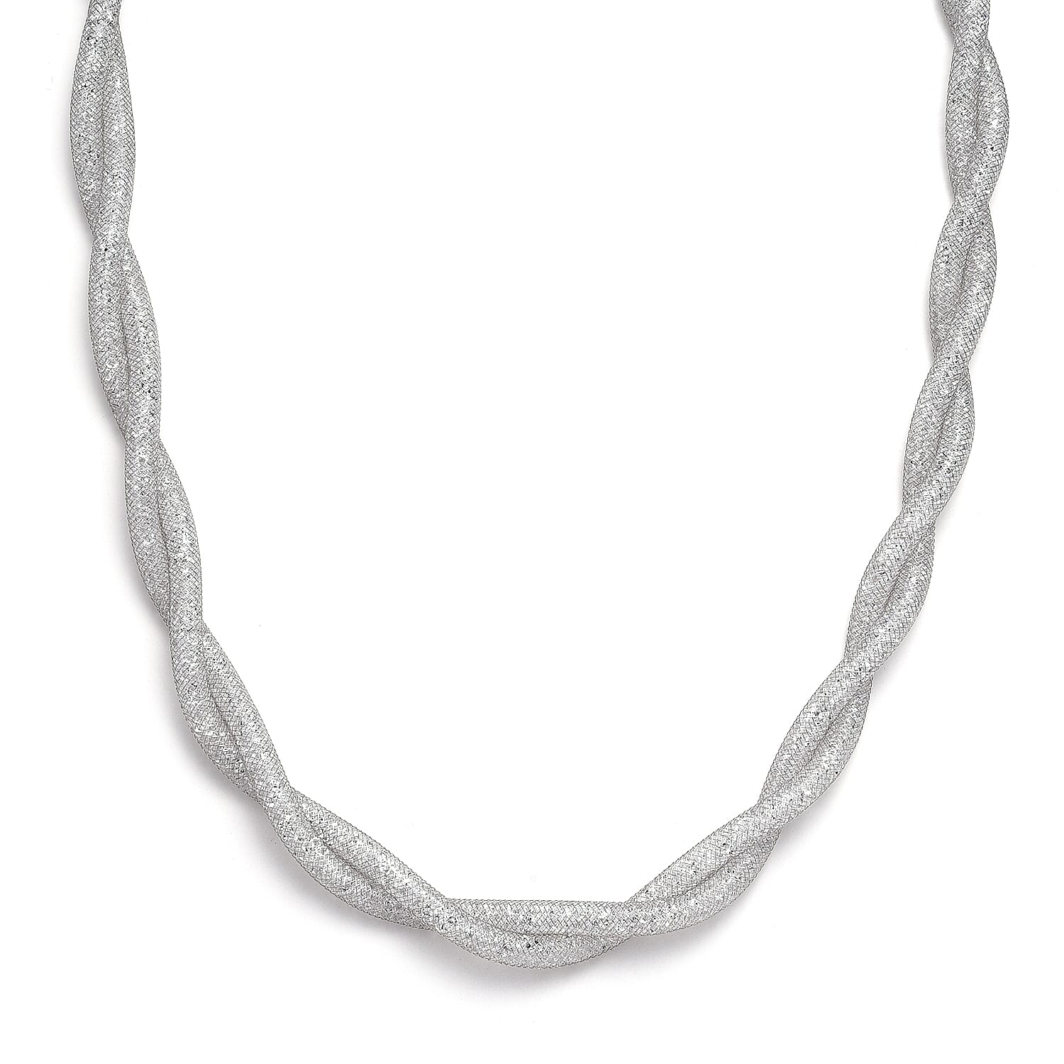 Austrian Crystal Twisted Rope Necklace (20-22 Inches) in Silvertone