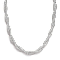 Austrian Crystal Twisted Rope Necklace (20-22 Inches) in Silvertone