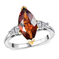 D'Joy Premium Red Citrine, Moissanite Ring in Rhodium Over Sterling Silver (Size 7.0) 2.80 ctw - Sticky add to cart bar