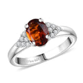 D'Joy Red Citrine, Moissanite Ring in Rhodium Over Sterling Silver (Size 10.0) 1.40 ctw - Sticky add to cart bar