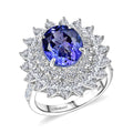 Certified & Appraised 10K White Gold AAA Tanzanite, Luxuriant Diamond (G-H, SI) (2.68 cts) Blooming Floral Ring (Size 10.0) (5.40 g) 6.36 ctw - Sticky add to cart bar