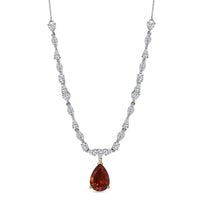 D'Joy Premium Red Citrine and Moissanite 9.65 ctw Empress Glow Necklace in 18K Vermeil YG and Rhodium Over Sterling Silver 18-20 Inches