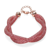 Blue Austrian Crystal Twisted Rope Bracelet in Silvertone (8.50-10.5In)