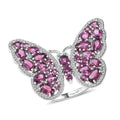 D'Joy AAA Radiant Ember Garnet, Multi Gemstone Butterfly Ring in Rhodium Over Sterling Silver (Size 10.0) 6.20 ctw - Sticky add to cart bar