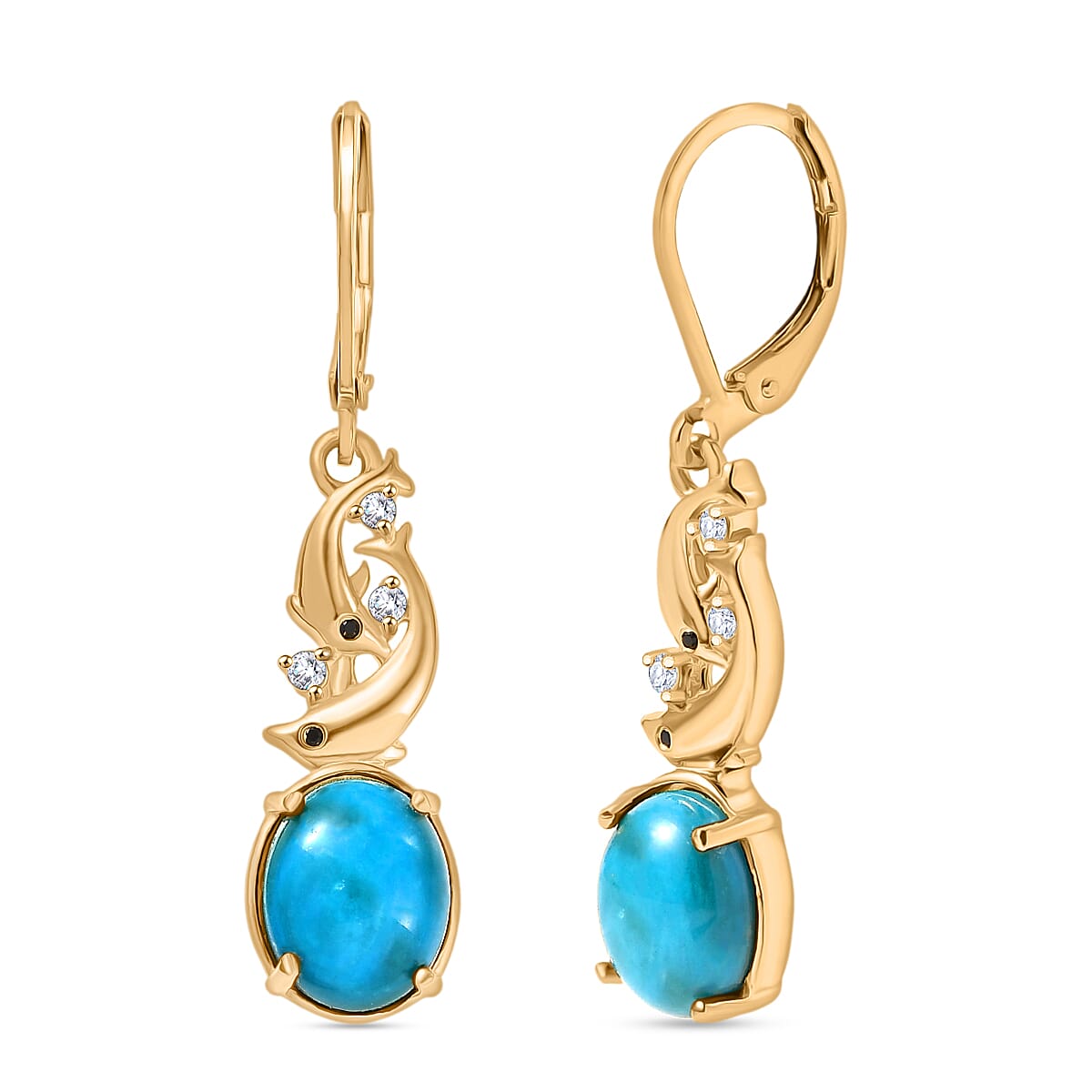 EverTrue Peruvian Opalina and Multi Gemstone 4.30 ctw Earrings in 18K YG Plated