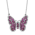 D'Joy AAA Radiant Ember Garnet and Multi Gemstone 6.20 ctw Flamecrest Butterfly Necklace in Rhodium Over Sterling Silver 18-20 Inches - Sticky add to cart bar