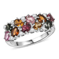 D'Joy Premium Multi-Tourmaline, White Zircon Ring in Rhodium Over Sterling Silver (Size 10.0) 2.10 ctw - Sticky add to cart bar