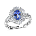 D'Joy Premium Tanzanite, Moissanite Celestial Radiance Ring in Rhodium Over Sterling Silver (Size 10.0) 2.15 ctw - Sticky add to cart bar