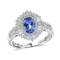 D'Joy Premium Tanzanite, Moissanite Celestial Radiance Ring in Rhodium Over Sterling Silver (Size 10.0) 2.15 ctw