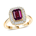 D'Joy AAA Radiant Ember Garnet, Moissanite Ring in 18K Vermeil YG Over Sterling Silver (Size 6.0) 2.50 ctw - Sticky add to cart bar