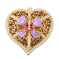 Livmore Purple & White Hearted Design Trinket Box Hollowed-Out Patterns