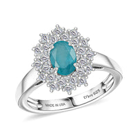 D'Joy Premium Grandidierite, Moissanite Ring in Rhodium Over Sterling Silver (Size 10.0) 1.40 ctw