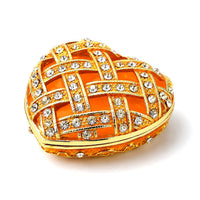 Livmore Yellow Hearted Design Trinket Box Hollowed-Out Patterns