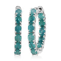D'Joy Premium Grandidierite 3.70 ctw Art Deco Hoop Earrings in Rhodium Over Sterling Silver - Sticky add to cart bar
