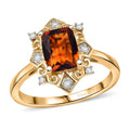 D'Joy Premium Red Citrine, Moissanite Ring in 18K Vermeil YG Over Sterling Silver (Size 5.0) 1.40 ctw - Sticky add to cart bar