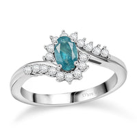 D'Joy Premium Grandidierite, Moissanite Oceanic Waves Ring in Rhodium Over Sterling Silver (Size 10.0) 0.70 ctw