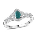 D'Joy Premium Grandidierite, Moissanite Dew Drop Ring in Rhodium Over Sterling Silver (Size 10.0) 0.74 ctw - Sticky add to cart bar