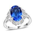 D'Joy Emeraldine Quartz, White Zircon Ring in Platinum Over Sterling Silver (Size 10.0) 4.00 ctw - Sticky add to cart bar