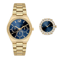 Closeout Jessica Carlyle Blue Dial Watch & Ring Watch Set in Goldtone