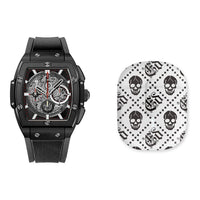 Closeout Ed Hardy Square Watch with Faux Leather Strap & Earbuds Set
