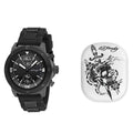 Closeout Ed Hardy Round Watch with Faux Leather Strap & Earbuds Set - Sticky add to cart bar