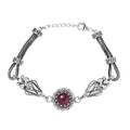 D'Joy Indian Artisan Crafted Premium Niassa Ruby (FF) 7.90 ctw Bracelet in Black Oxidised Sterling Silver (7.25-8.25In) - Sticky add to cart bar