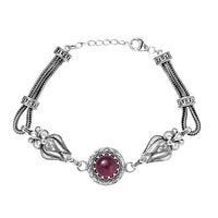 D'Joy Indian Artisan Crafted Premium Niassa Ruby (FF) 7.90 ctw Bracelet in Black Oxidised Sterling Silver (7.25-8.25In)