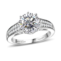 D'Joy Heart & Arrow Cut Strontium Titanate, Moissanite Classic Solitaire Ring in Rhodium Over Sterling Silver (Size 10.0) 4.50 ctw