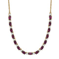 AAA Radiant Ember Garnet and Luxuriant Lab Grown Diamond G-H SI 5.60 ctw Royal Flame Line Necklace in 18K Vermeil Yellow Gold Over Sterling Silver 18-20 Inches - Sticky add to cart bar