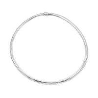 Italian 8mm Tubogas Chain Necklace in Rhodium Over Sterling Silver 18 Inches 20.4 Grams