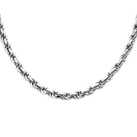 Italian 6mm Rope Chain Necklace in Rhodium Over Sterling Silver 70 Gras 26 Inches