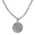 D'Joy Natural Jade 520.00 ctw Carved Flower Pendant with Beaded Necklace in Rhodium Over Sterling Silver (20 Inches) - Sticky add to cart bar